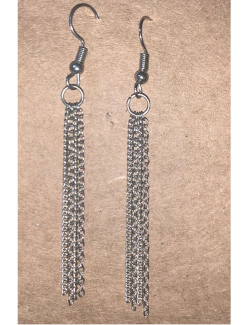 Wire Chain Earrings, Silver